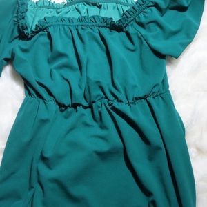 Green casual off the shoulder spring/summer dress